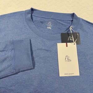 NWT RHOBACK Mens 3XL Blue Heathered Crewneck Long Sleeve Sweatshirt Performance